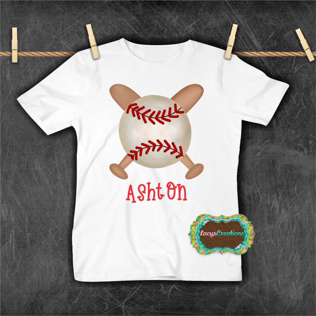 Baseball and Bat Digital Print (Baby)