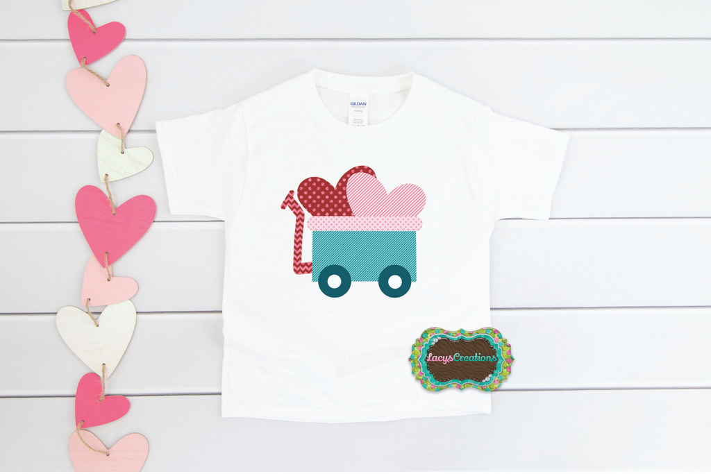 Blue Heart Filled Wagon Digital Print (Toddler & Youth)