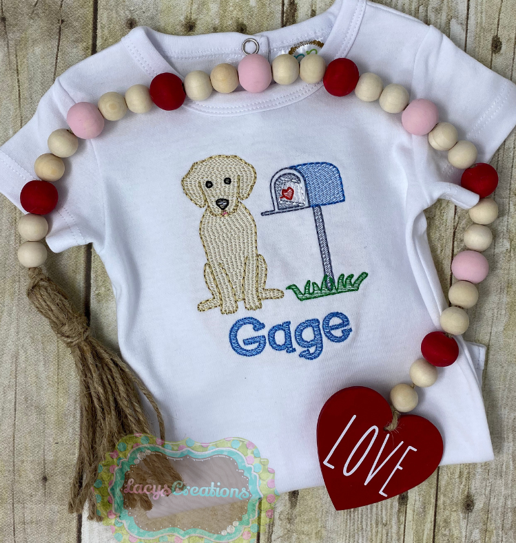 Lab at Mailbox Embroidery (Baby)