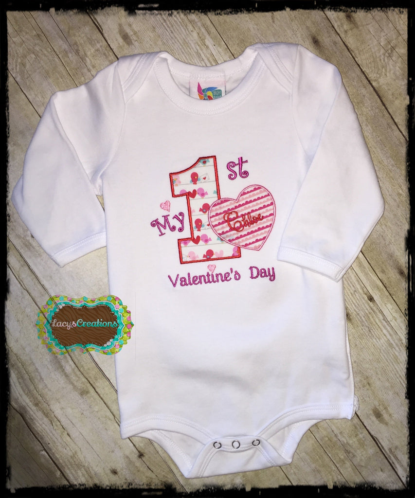 My 1s Valentine's Day Applique (Ruffle Baby Gown)