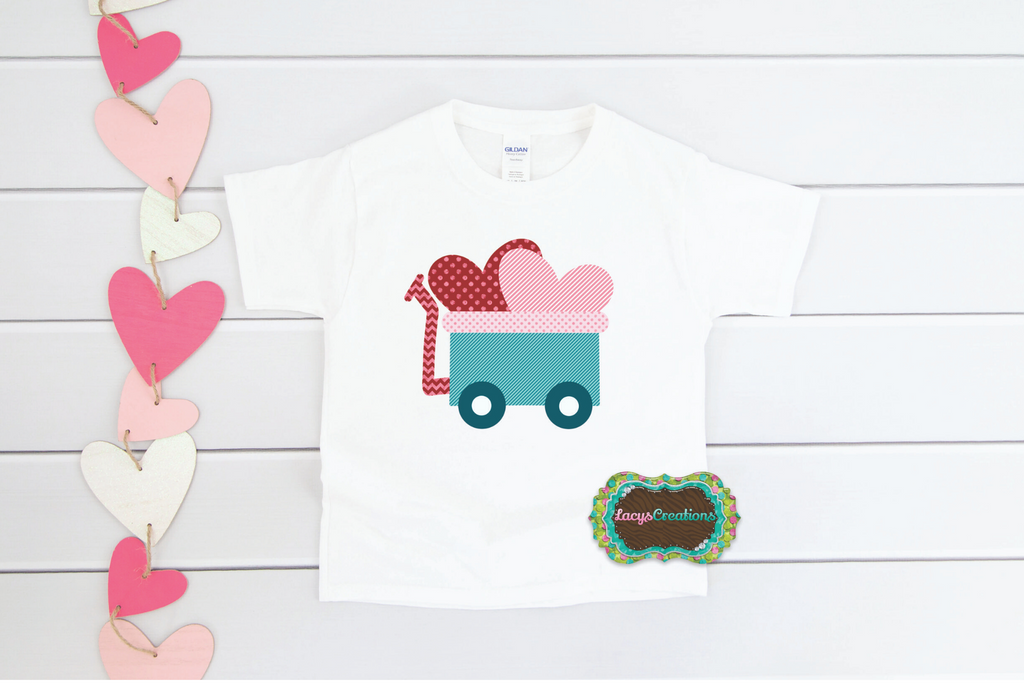 Blue Heart Filled Wagon Digital Print (Baby)