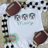 Bulldog Girl Trio Sketch Embroidery (Baby)