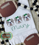 Bulldog Girl Trio Sketch Embroidery (Baby)