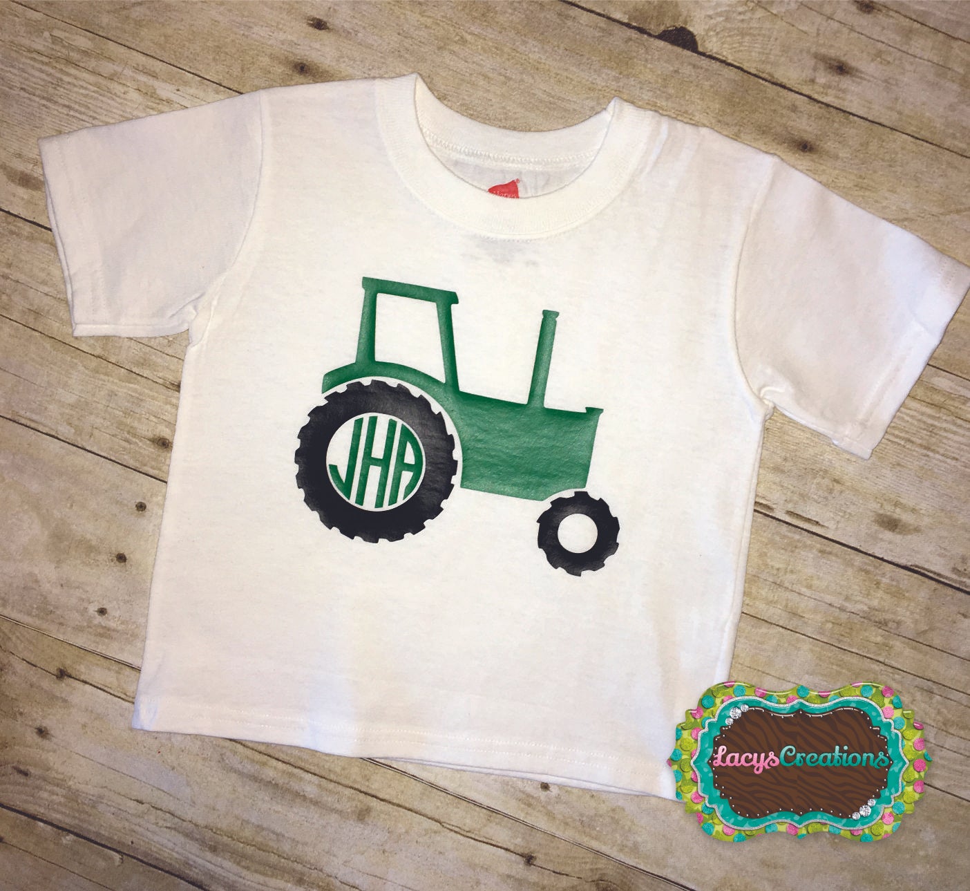 Green Tractor Monogram Vinyl Press (Youth)