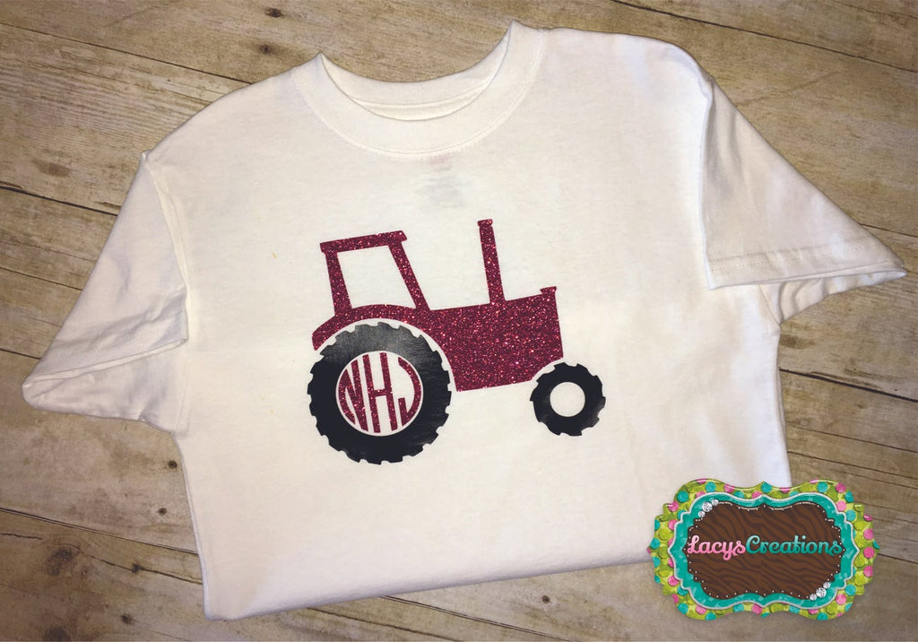 Pink Monogram Tractor Vinyl Press (Baby)